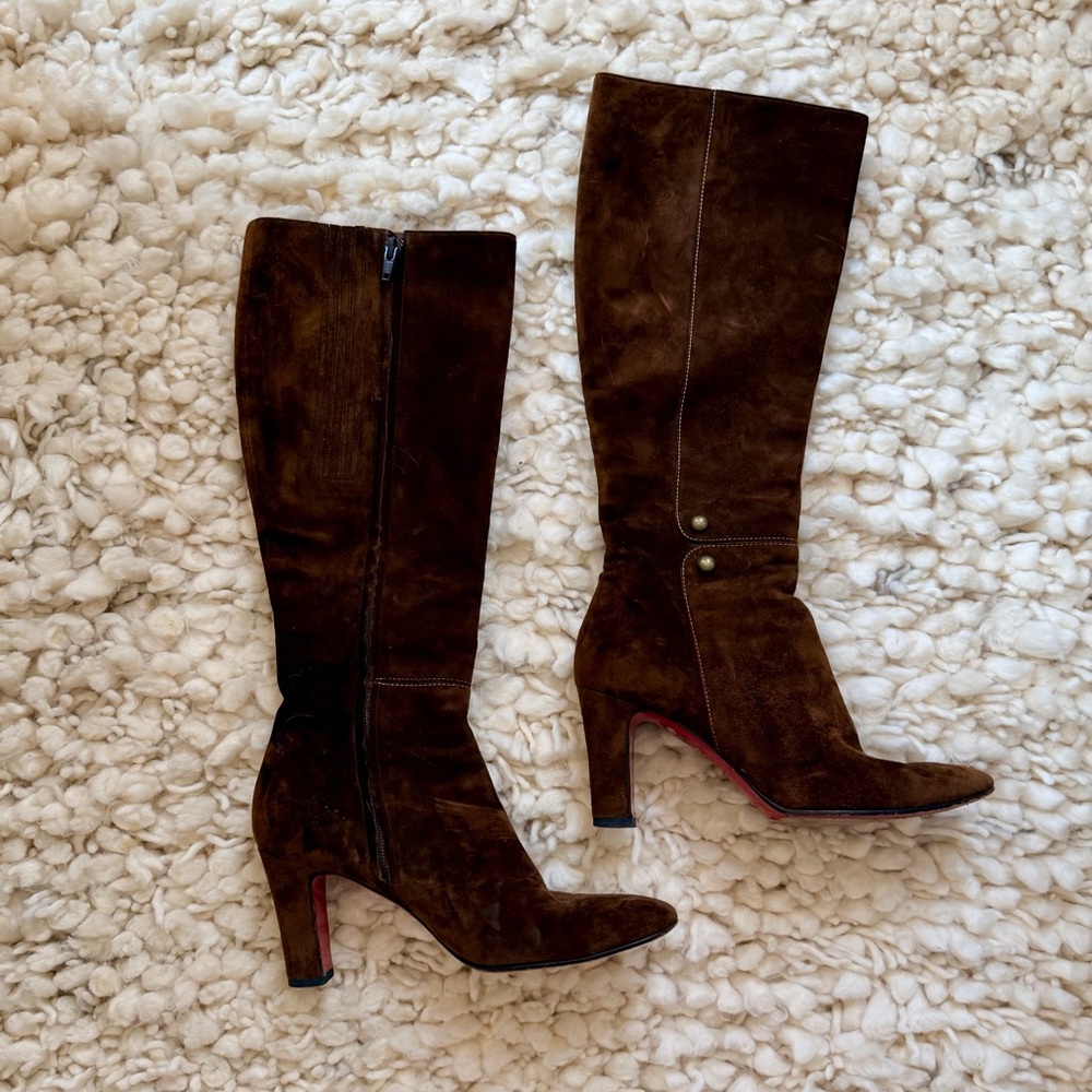 Christian Louboutin Brown Suede Heeled Boots